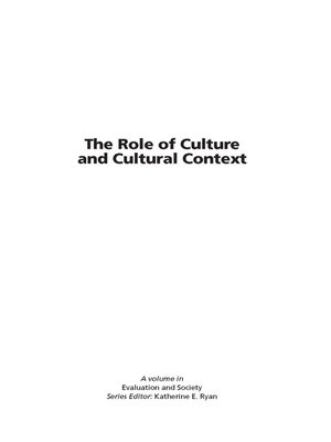 cover image of The Role of Culture and Cultural Context in Evaluation
